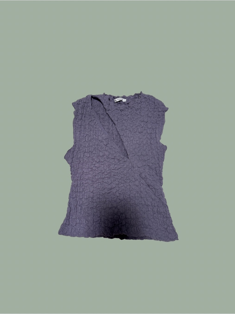 Zara - Textured Purple Sleeveless Cutout Top